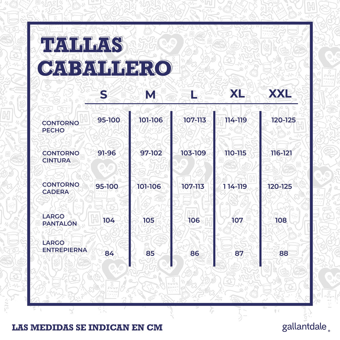 Tallas para hombre: S, M, L, XL, XXL